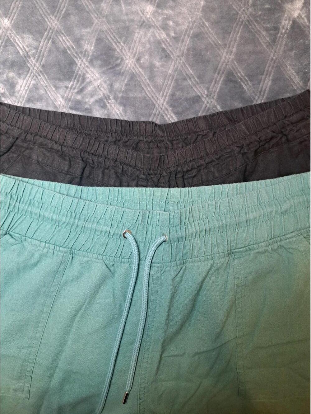 2 lots Of Multiples & Willis Wide Pants Black Green XL Linen High Rise